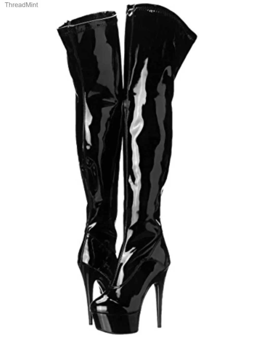 Over-the-Knee Stretch Patent Leather Platform Boots 25